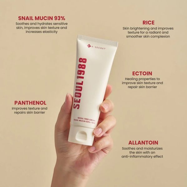 Заспокійливий крем з фільтратом слизу равлика та рисом K-Secret &ndash; Seoul 1988 Cream : Snail Mucin 93% + Rice, 100 мл MO-1729 фото