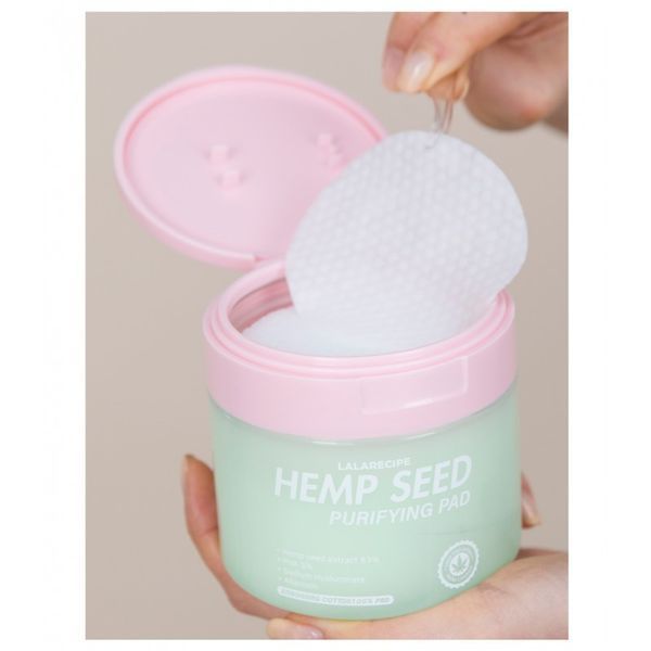 Педи для тонізації обличчя з екстрактом коноплі LALARECIPE Hemp Seed Purifying Pad, 70 шт LR-0003 фото