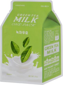 Тканинна маска для обличчя з екстрактом зеленого чаю A'pieu Milk One Pack Green Tea Milk M00021 фото