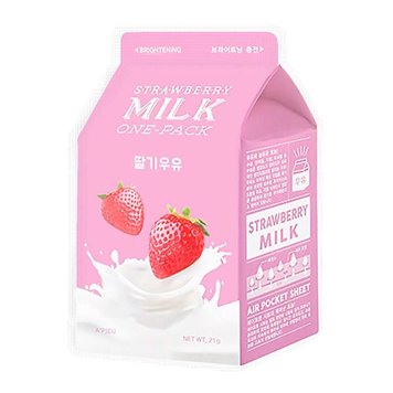 Освітлююча тканинна маска для обличчя A'pieu Milk One Pack Mask Strawberry   M00022 фото