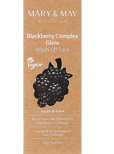Антиоксидантна глиняна маска з екстрактом ожини MARY&MAY BLACKBERRY COMPLEX GLOW WASH OFF PACK M01284 фото