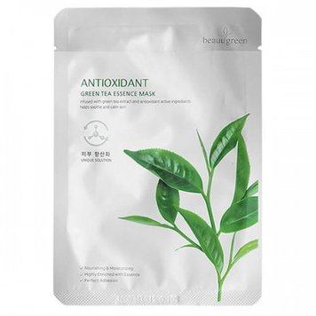 Тканинна маска з екстрактом зеленого чаю Beauugreen Antioxidant Green Tea Essence Mask M00078 фото