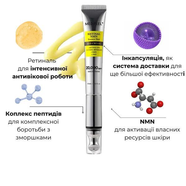 Крем для кожи вокруг глаз с ретиналом и NMN Medipeel Retinal NMN Bounce Shot Eye Cream, 15 мл MO-1849 фото