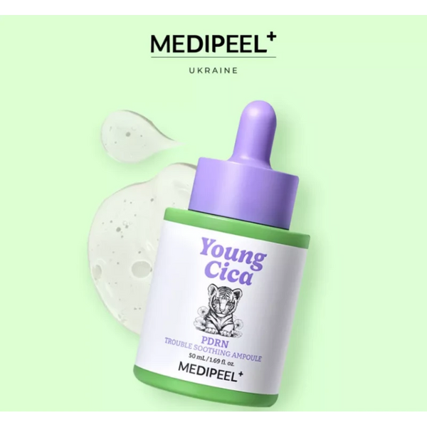 Заспокійлива ампульна сироватка з PDRN та екзосомами MEDIPEEL Young Cica PDRN Trouble Soothing Ampou МО1722 фото