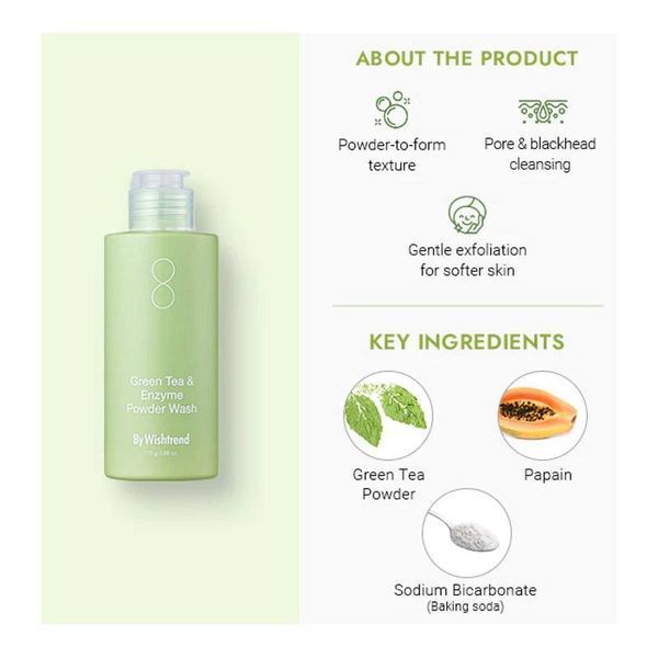 Пудра энзимная для умывания с ароматом матча BY WISHTREND Green Tea & Enzyme Powder Wash 1 г M01533 фото